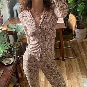 Paloma Wool Brown & Ivory Paisley Nasa Top- Size small